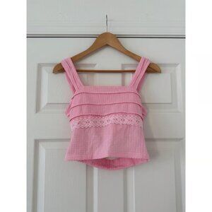 Pink tie back tank. Medium